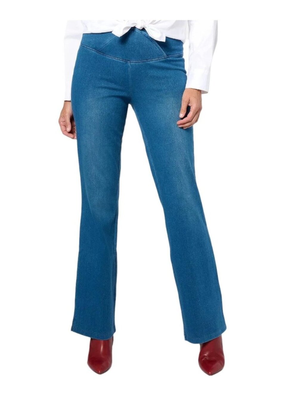 Women with Control Flare Pants Size 6 Reg Elite Prime Stretch Denim Midwash NEW